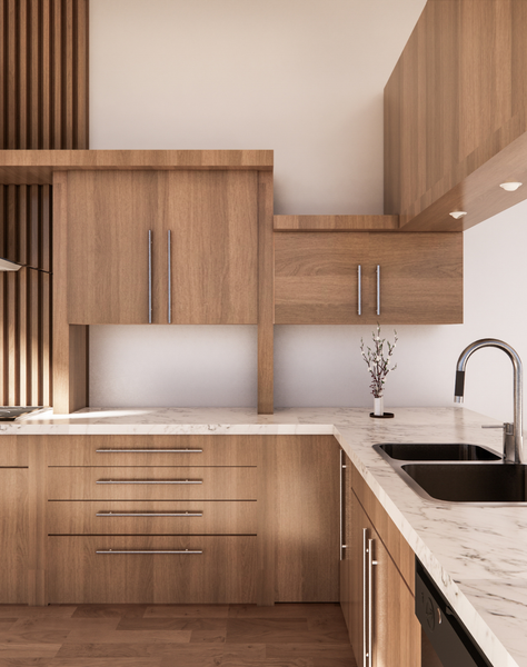 Cuisine bois installée par Maison Eco Confort à Douai